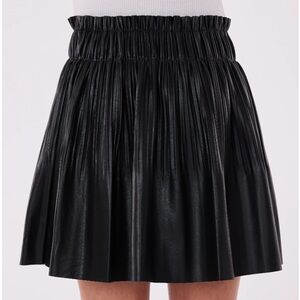 Zara Black Faux Leather Pleated Skirt